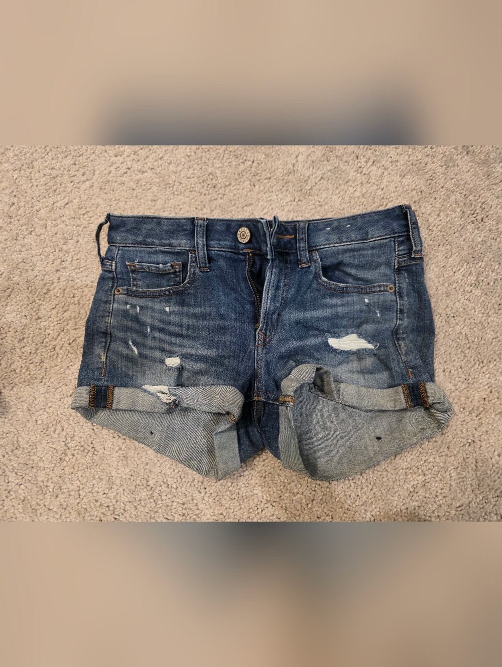 Express Distressed Denim Cuffed Shorts - Blue